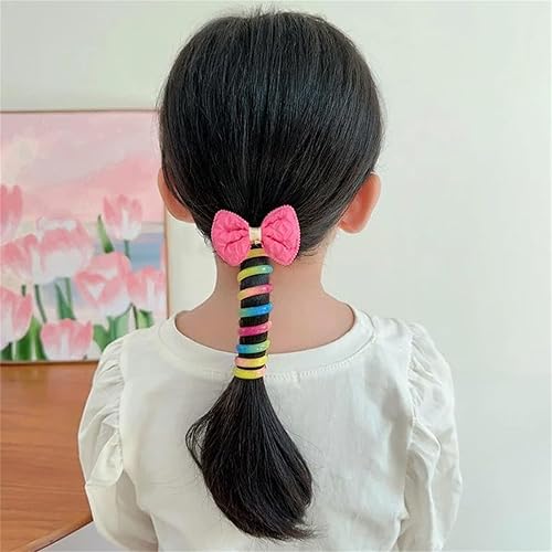 Miniatura 5 de Lazos para el pelo en espiral, cola de caballo, coloridas bandas de pelo de alambre para teléfono para niños, lazos de pelo en espiral 2023, cable