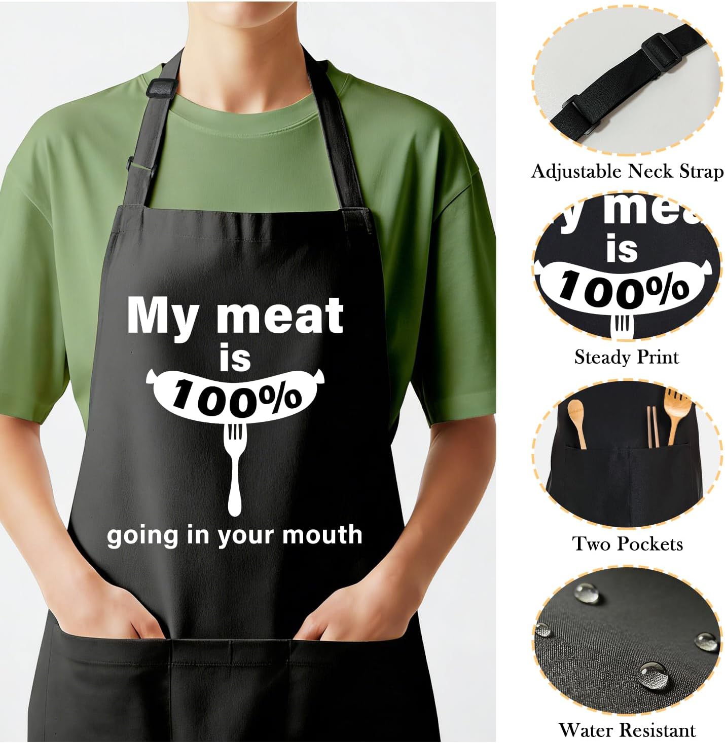 Adjustable BBQ Cooking Baking Kitchen Aprons for Dad Chef with Pockets, Fun Fathers Day Birthday Grilling Gift image 3