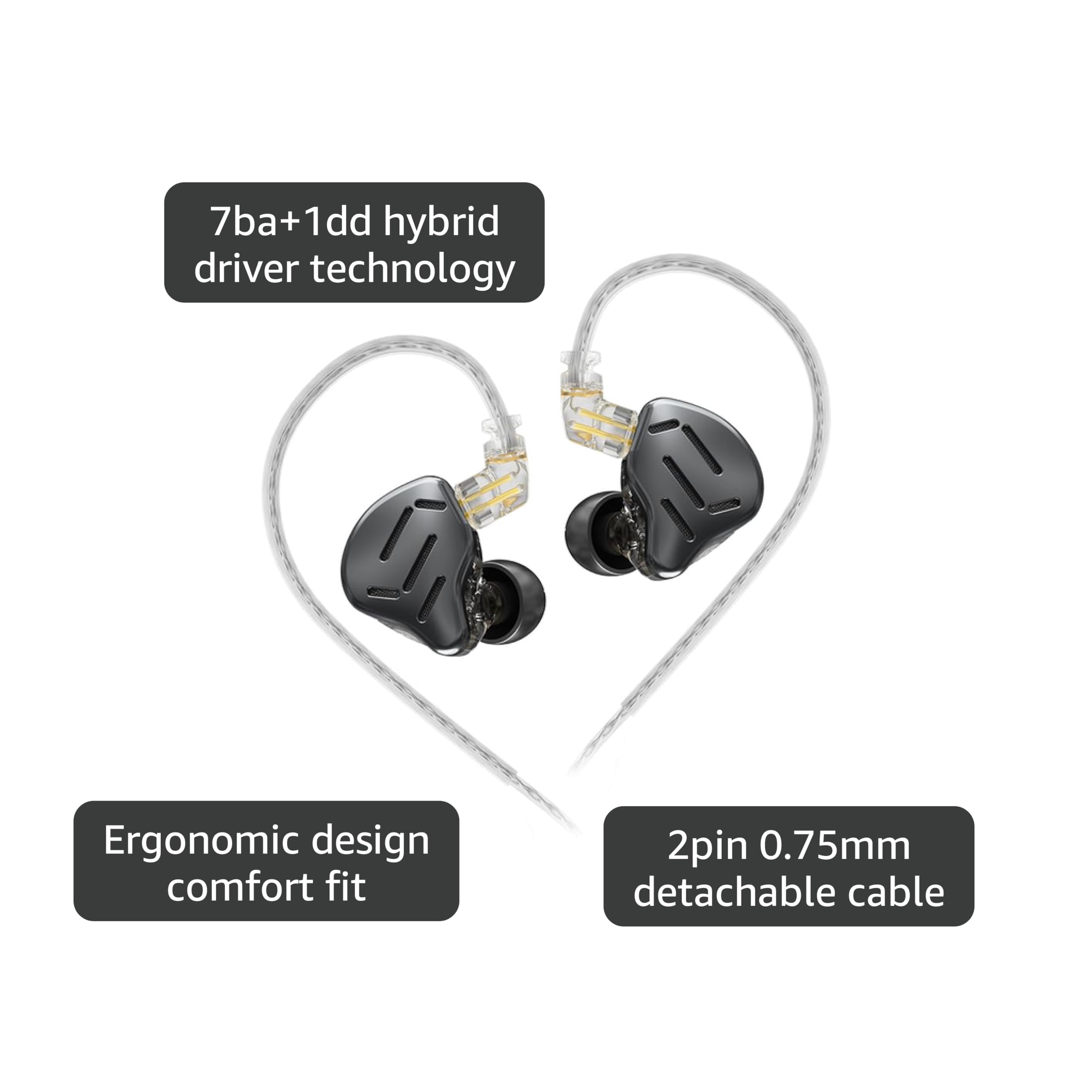 Amazon.com: KZ Zax in-Ear Monitors Headphones 7BA+1DD Hybrid 16