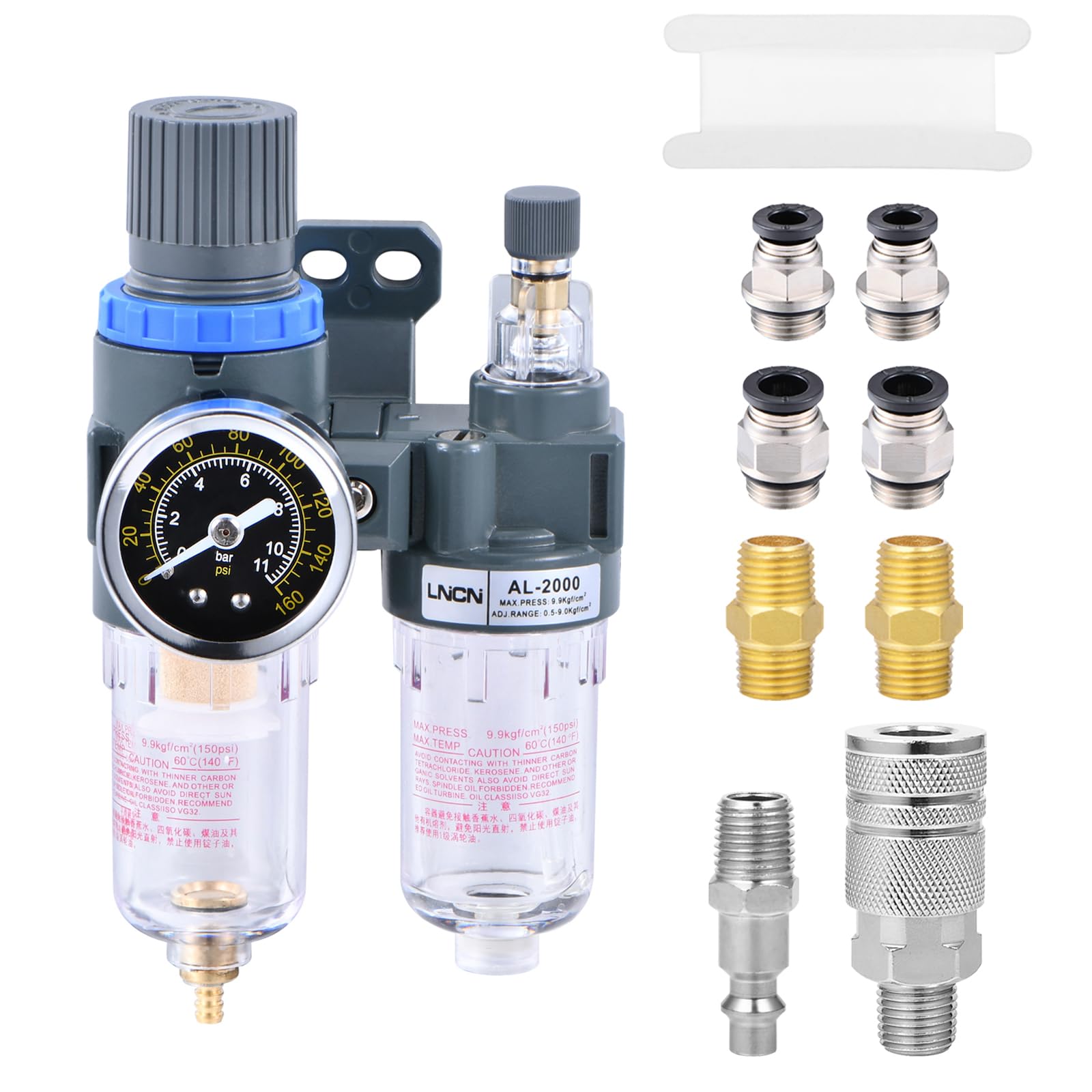 1/10.2 cm Kompressor Luftfilter Druckregler Wasser-Ölabscheider Filter mit Schmierbecher AFC2000