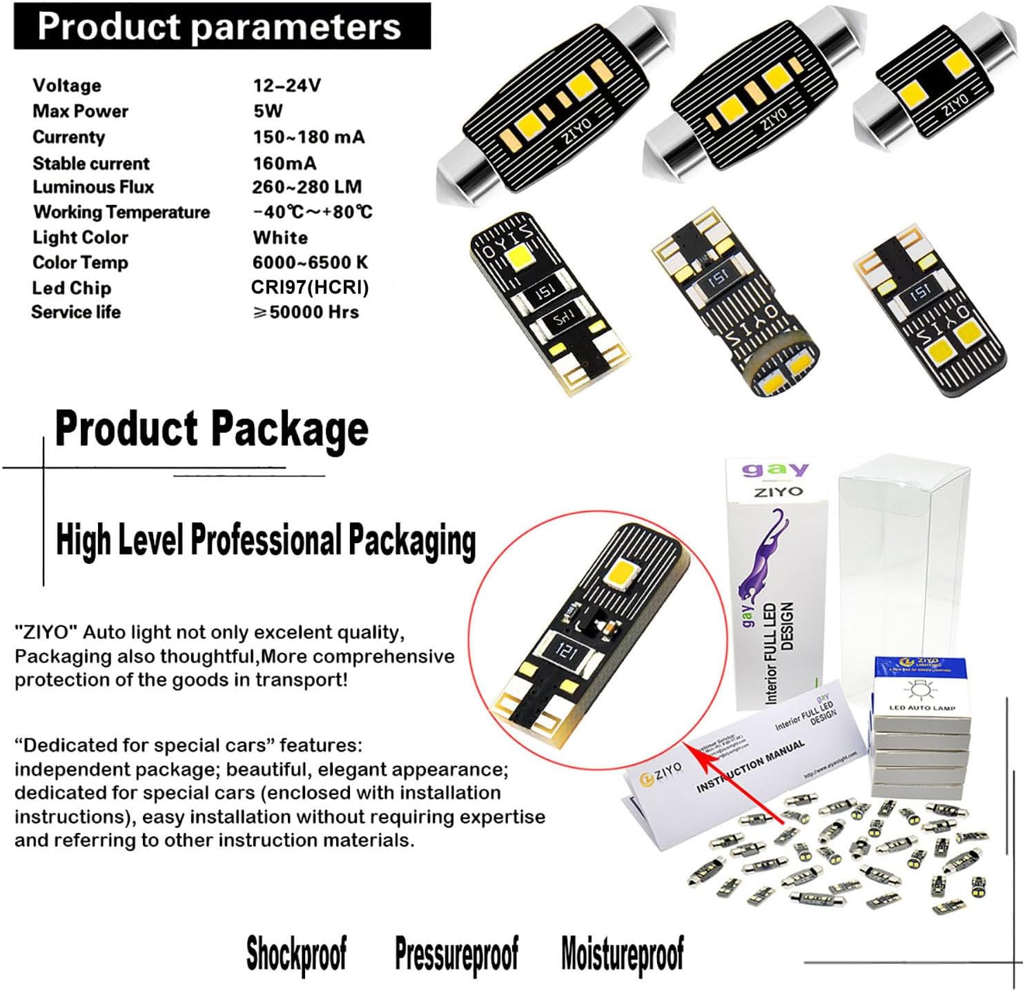 ZIYO LED Interior Light Kit Replacement for Mercedes Benz W210 W211 W212 E Class 1995-2016 + License Plate Light Bulbs, White Dome Lights Upgrade Error Free (W211 E-Class 2002-2009 (24 Bulbs))