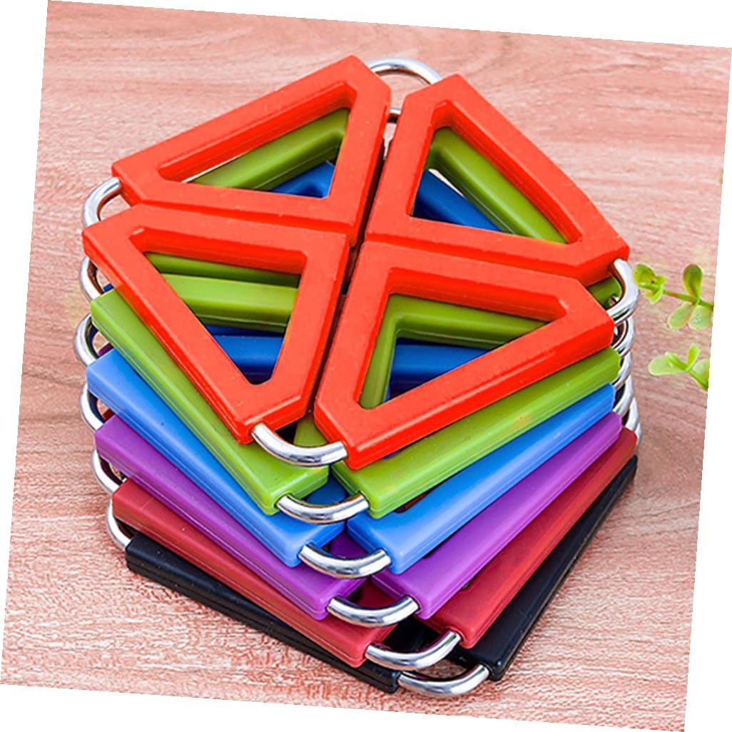 Dessous de Plat Carré Pliable en Silicone et Acier Inoxydable, 5 Pièces