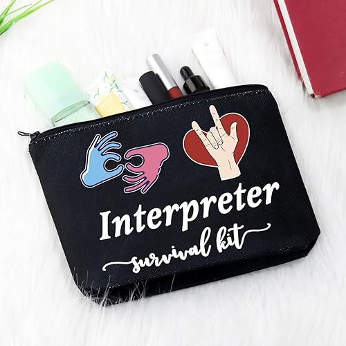 Miniatura 5 de GJTIM Interprete Bolsa con cremallera para intérprete de supervivencia, bolsa de maquillaje de regalo, para intérprete de lenguaje de signos ASL,