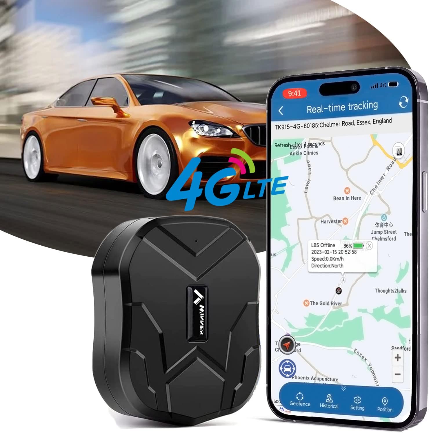 4G GPS Tracker Devices, Zeerkeer Strong Magnetic Car GPS Tracker Anti-lost 4G Vehicle Tracker Real Time Positioning Anti Theft Tracking Device 5000mAh Waterproof Rechargable 4G Tracker TK905