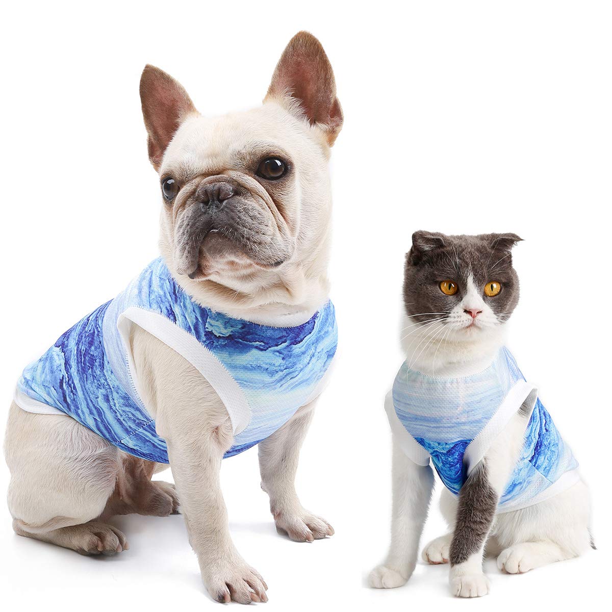 DELIFUR Dog Cool Vest Instant Cooling Clothes for Bulldog Cats on Summer (S:Chest 17.3"))