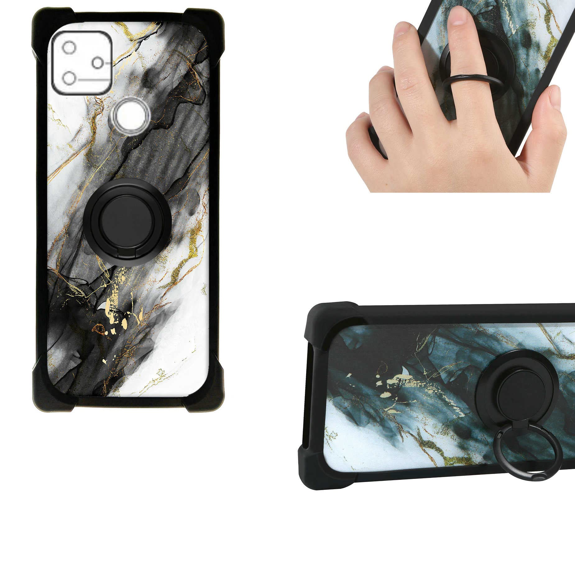ZHDLSKB Custodia Per Cubot P50 Con Anello Metallico 360° E Supporto Magnetico Per Auto - Cover Back In PC E Cornice Morbida In Silicone - Nero