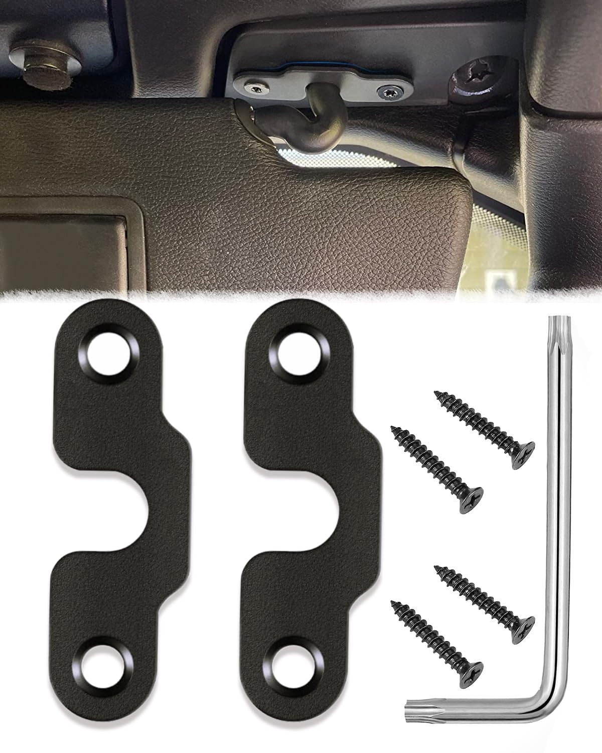 Excefore Sun Visor Repair Kit for Jeep, Visor Pivot Fixes Accessories, Compatible with Jeep Wrangler JK 2018/ Wrangler JL 2018 2019 2021 2022 2023/ JT Gladiator 2020 2021 2022 2023(Black)