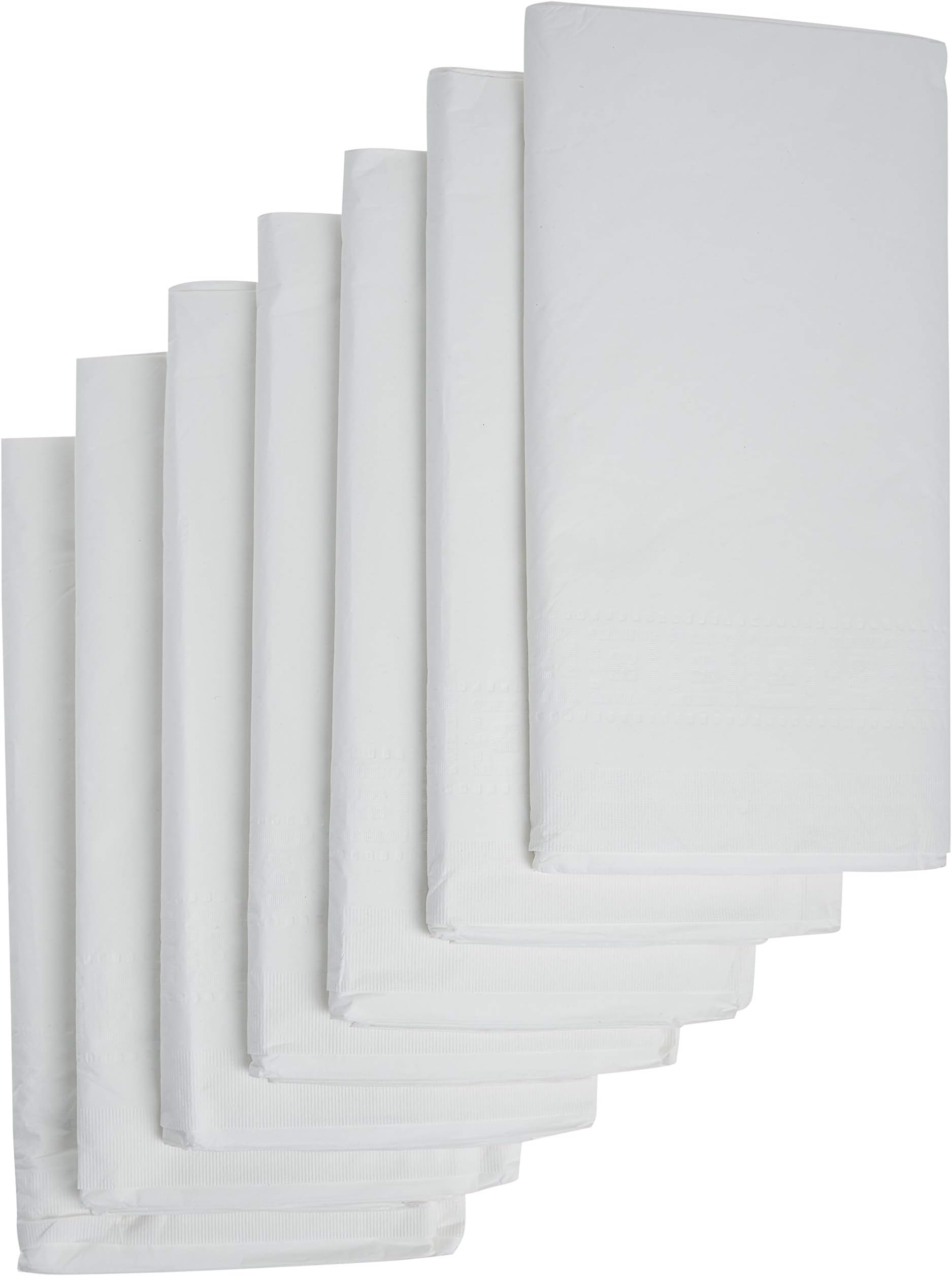 Linette 3 Ply Table Cover (7 Piece Package 54" X 108"), 7 Count (Pack of 1), White