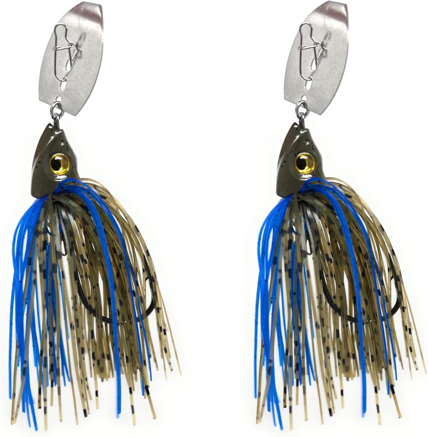 Reaction Tackle Tungsten Bladed Swim Jig Heads for Fishing - 2 Pack of Fishing Jigs for Large and Smallmouth Bass, Trout, Walleye - with Bladed Head to Make a Chatter Sound -Vibrating Spinner Bait