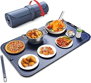 Placa térmica portátil Plegable. Calefacción Uniforme, Temperatura Ajustable, Material Nano-Silicona. Mantiene Caliente o descongela Alimentos. Ideal para Uso Seguro en Superficies