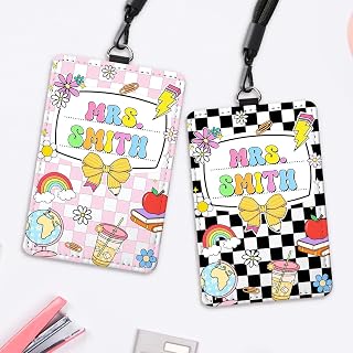 Personalized Apple Book Teacher ID Badge Holder with Lanyard, Teacher Must Haves, Teachers Appreciation Gifts from Students, Back to School Gifts, School Supplies, Teachers Essentials Elementary