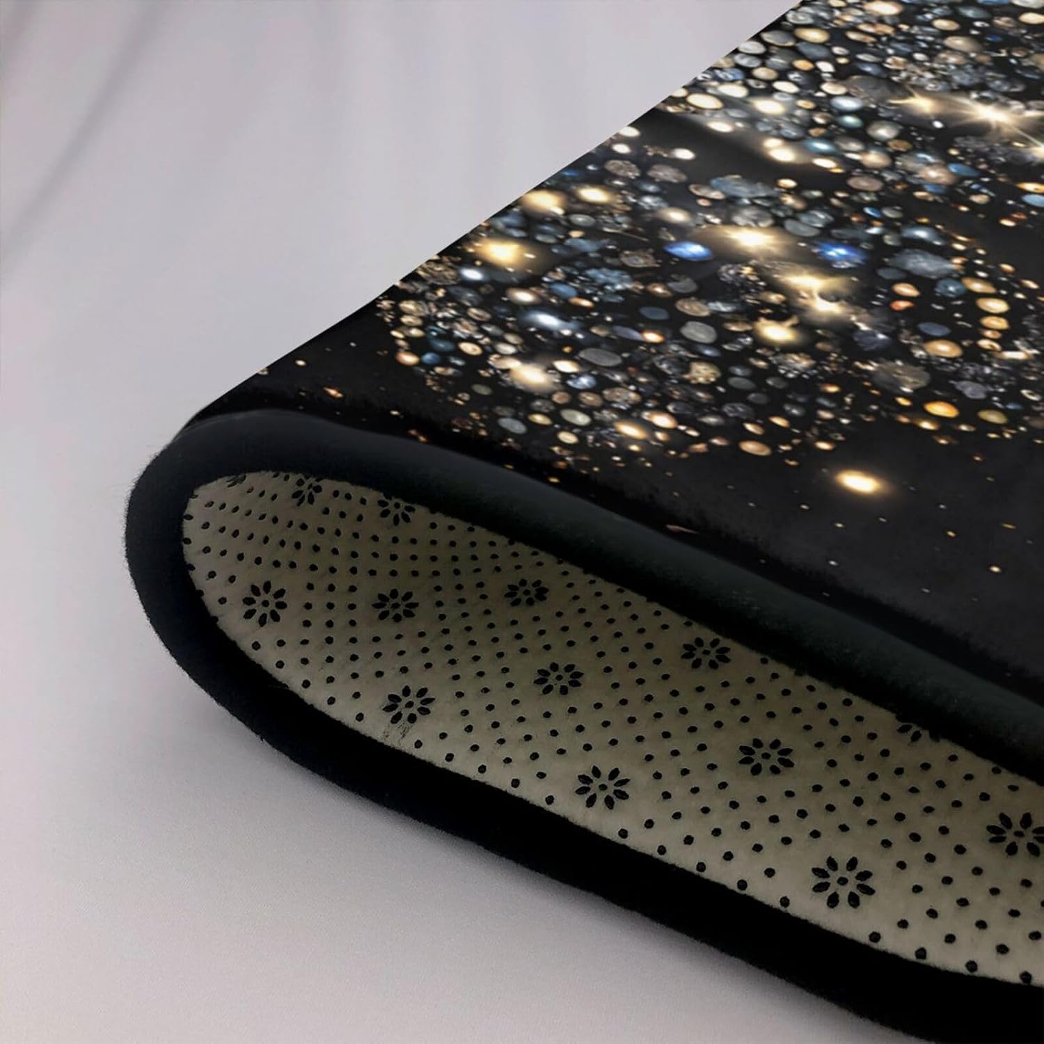 Flannel Non-Slip (Rhinestone Butterfly) Rug Pad 80×50in Soft Washable Protective for Hardwood Floors Bedroom Bathroom Living Room