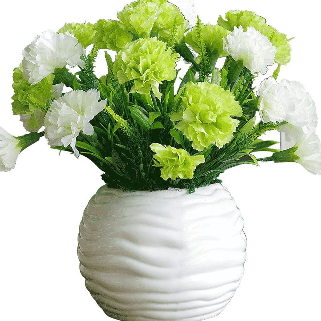 Künstlicher Blumenstrauß aus Seidennelken und grünen Blättern für Heimdekoration, Braut-, Hochzeits- und Festtagsarrangements