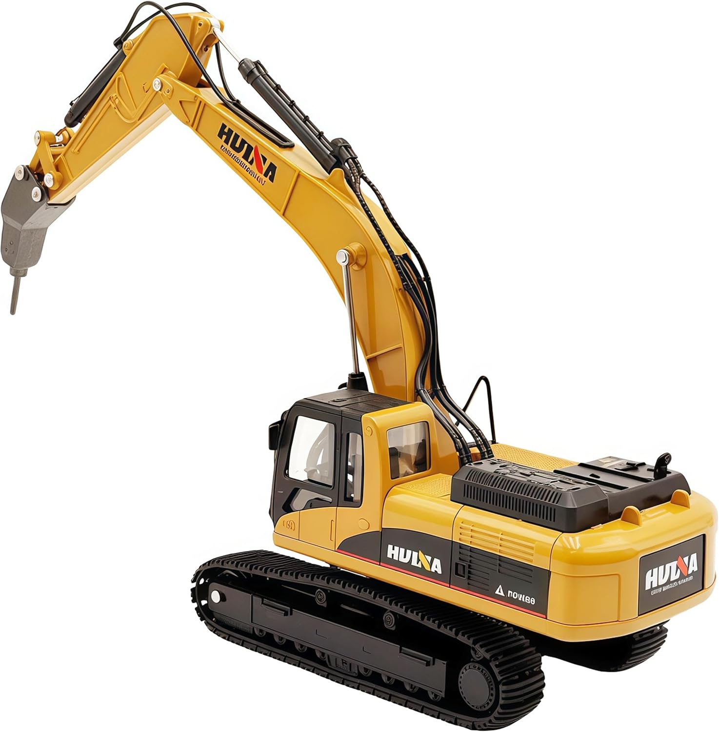 Gemini&Genius Drill Excavator Toy, Demolition Machine Car, Construction Vehicle Toys 1/40 Scale Die-cast Impact Hammer Engineering Truck, Alloy Models Toys for Kids (2Pcs Replaceable Heads)