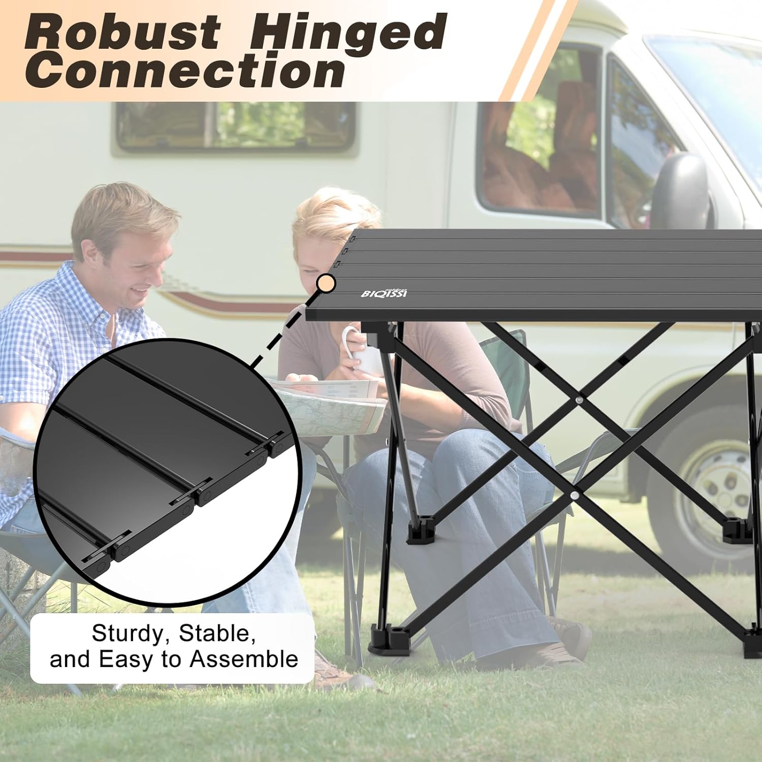 Folding Camping Table, Aluminum Folding Beach Table w/Carry Bag, Portable Picnic Table for Outdoor, Camping, Picnic, Travel Camping Table (Black, 22")