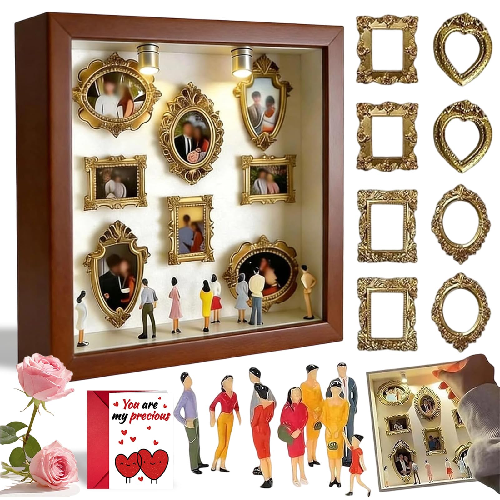 Shadow Box Frame Kit with 10 Mini Frames & 8 Figurines Shadow Box Frame Kit with 10 Mini Frames & 8 Figurines