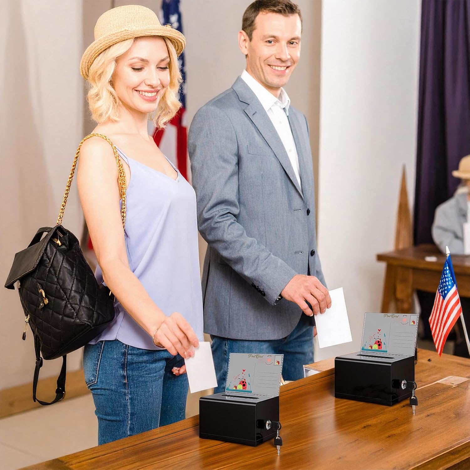 4 Pcs Donation Boxes for Fundraising, Black Acrylic Raffle Ticket Boxes with Slot Tip Box with Lock and Sign Holder Suggestion Ballot Box for Donation Voting Raffle Secure Storage