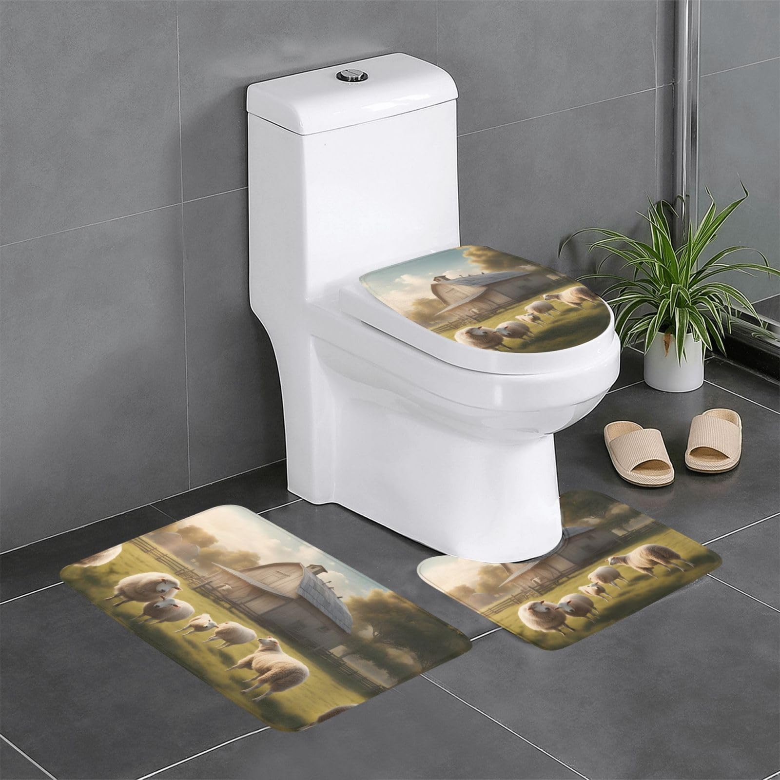 Tapis de bain antidérapants à séchage rapide et motif mouton