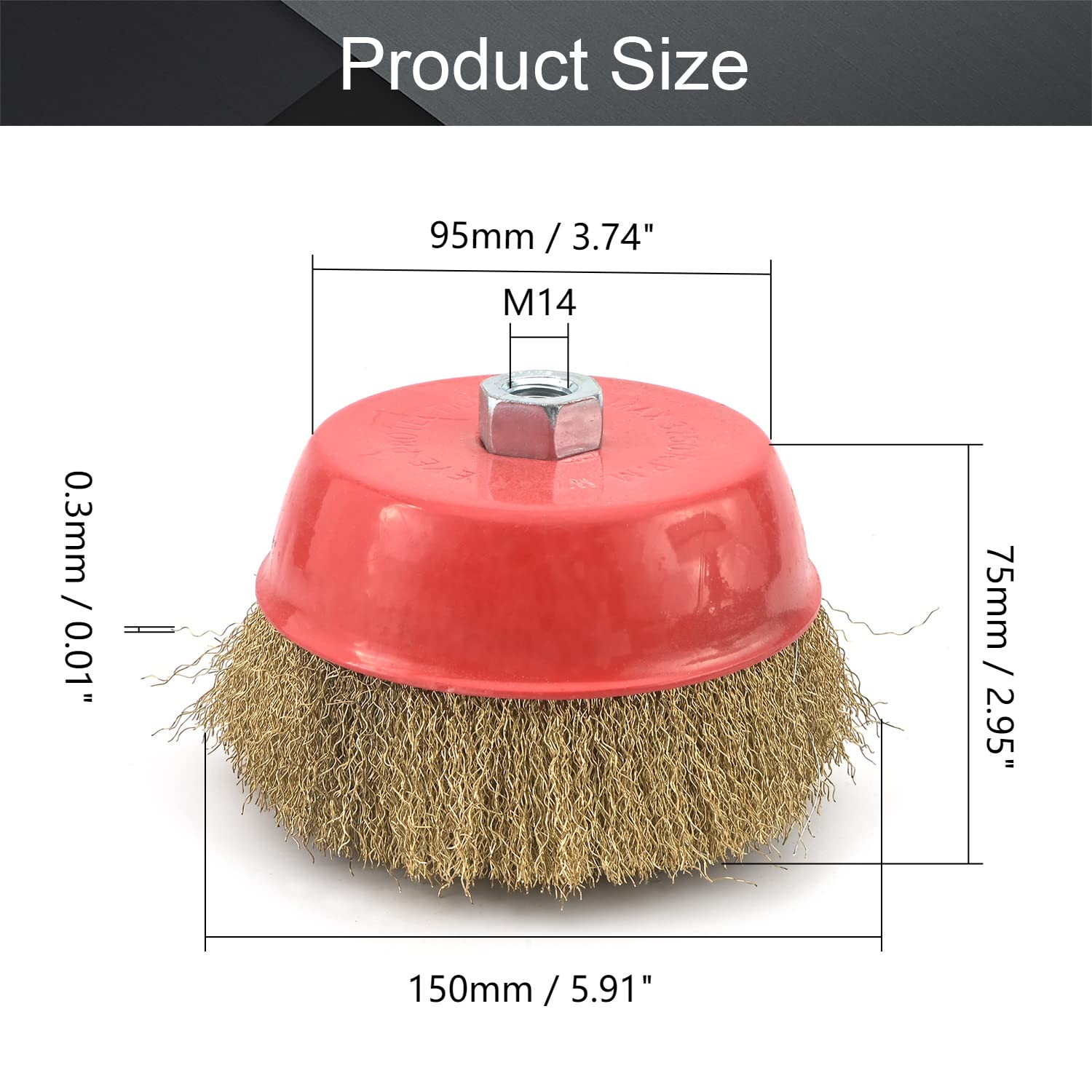 Utoolmart Średnica 150 mm szczotka druciana zestaw szczotek szlifierki kątowej 0,3 mm śr. włosie stalowy drut skręcony węzeł i zaciśnięty drut szczotka do usuwania rdzy czyszczenie 5 szt