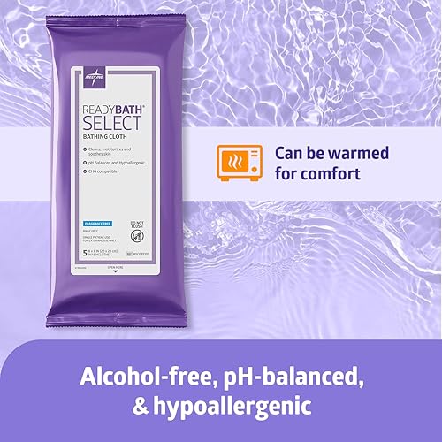 Miniatura 5 de Medline ReadyBath Select - Toallitas sin perfume, toallitas de limpieza corporal, toallitas de peso medio (paquete de 5 unidades, 30 paquetes)