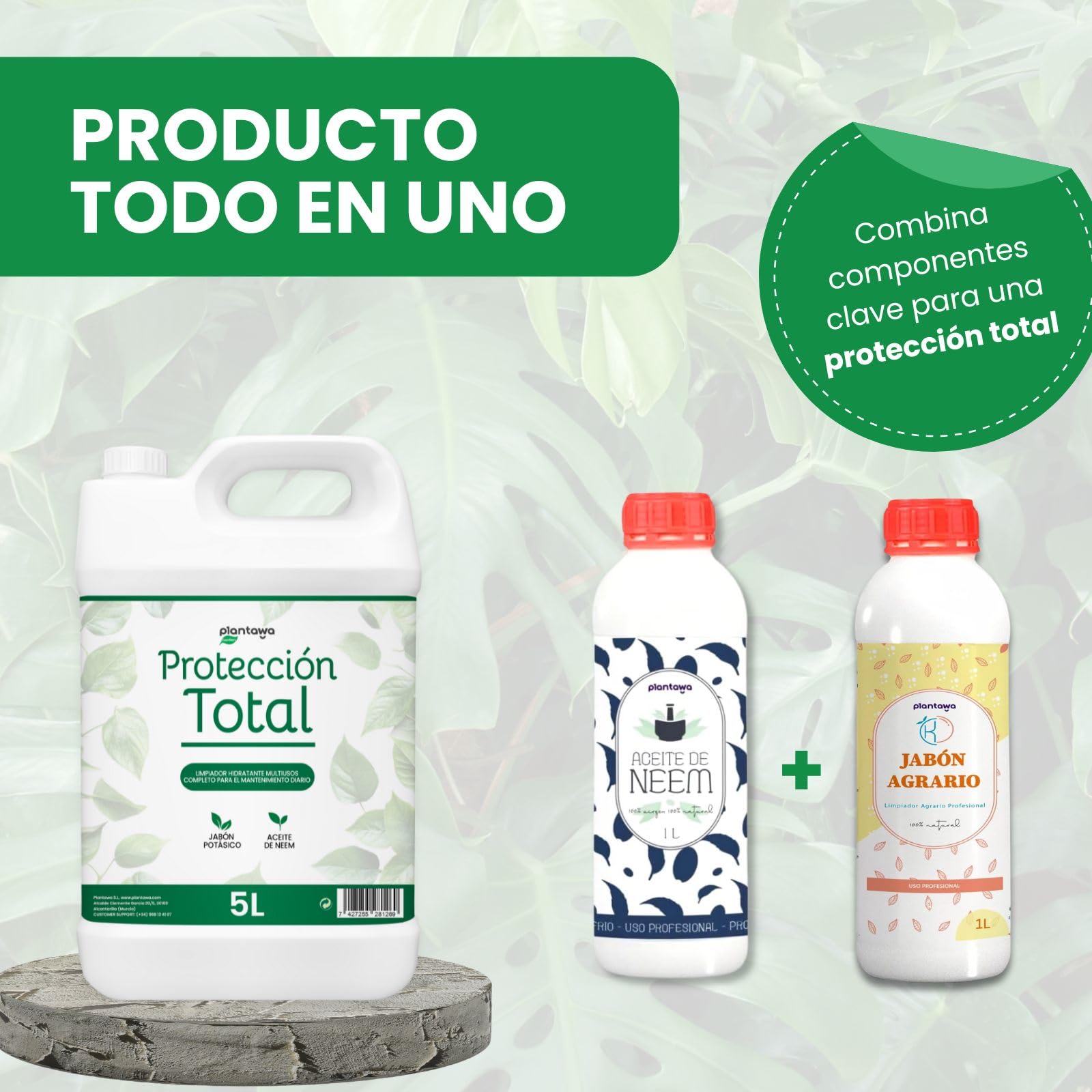 PLANTAWA Protección Total 5L | jabon potasico con aceite de neem | Solución Integral | Aplicación Sencilla y Versátil | Máxima Eficacia | Uso en Interiores y Exteriores