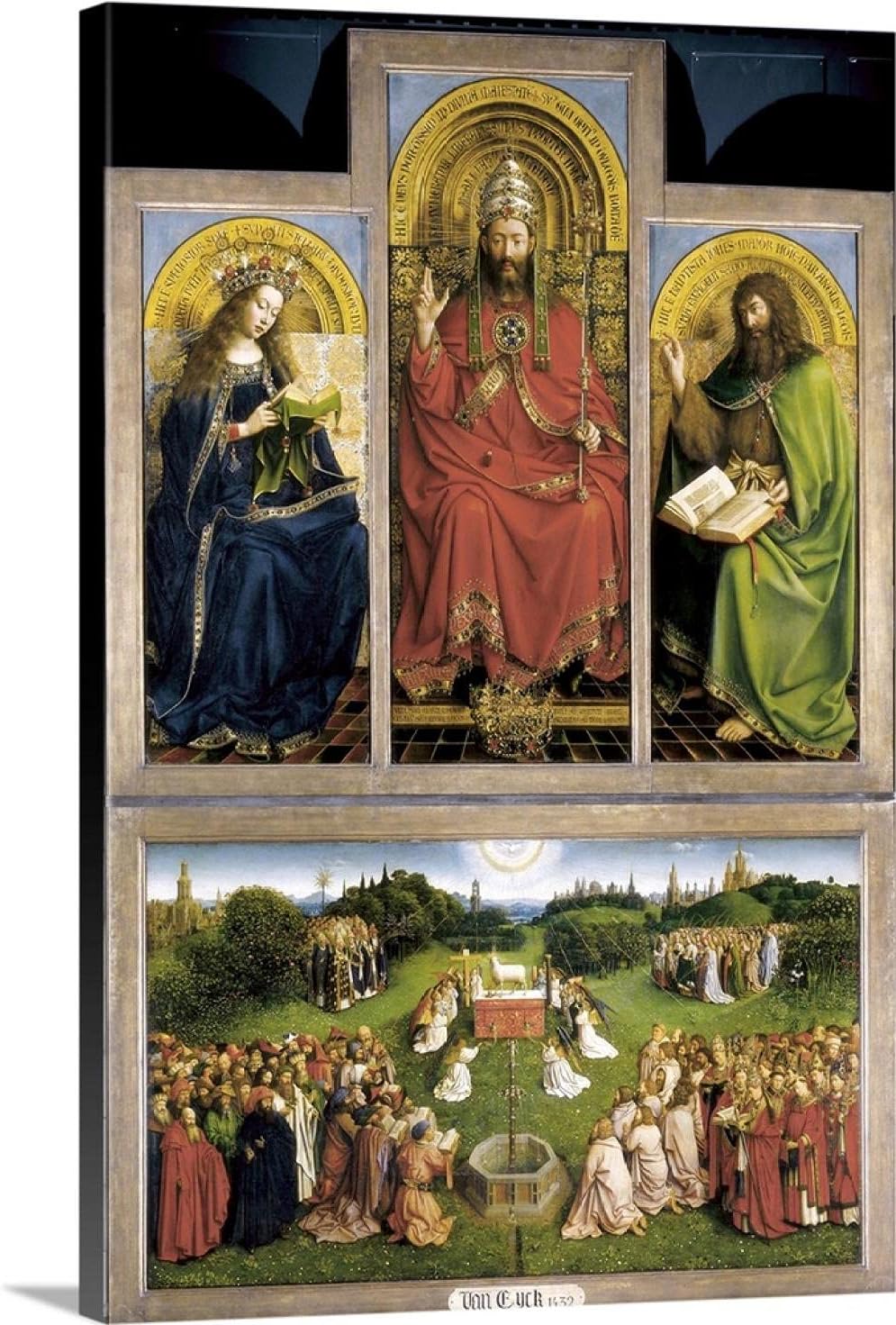 SYSMYXGS Paint by Numbers for Adults Beginner DIY Acrylic Painting Kits with Brushes, Pigment, Oil Canvas Arts Craft@ — The Ghent Altarpiece or Adoration of The Mystic Lamb, by Jan Van Eyck