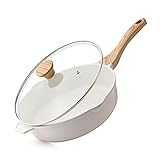 SENSARTE Nonstick Frying Pan Skillet with Lid 3.5/4.5/5QT, Ceramic Saute Pan,Deep Fring Pan...