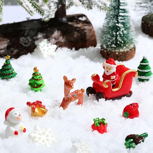 Miniatura 3 de 80 figuras miniatura de Navidad para manualidades, Papá Noel, muñeco de nieve, mini campana de paisaje de resina, copo de nieve, árbol de Navidad,