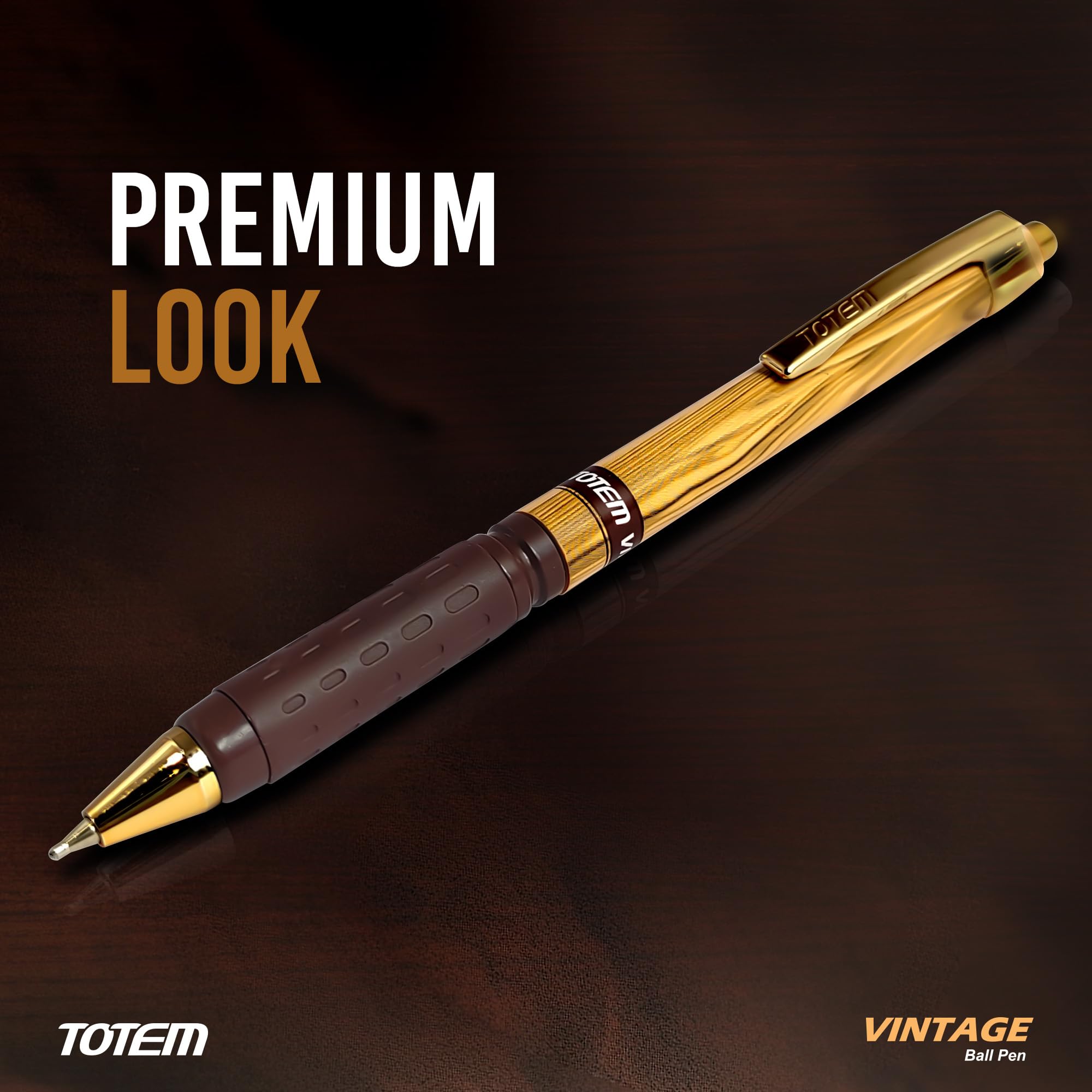 TOTEM Vintage Ball | 20 Blue Ink Pen | Elegant Wooden Body Design