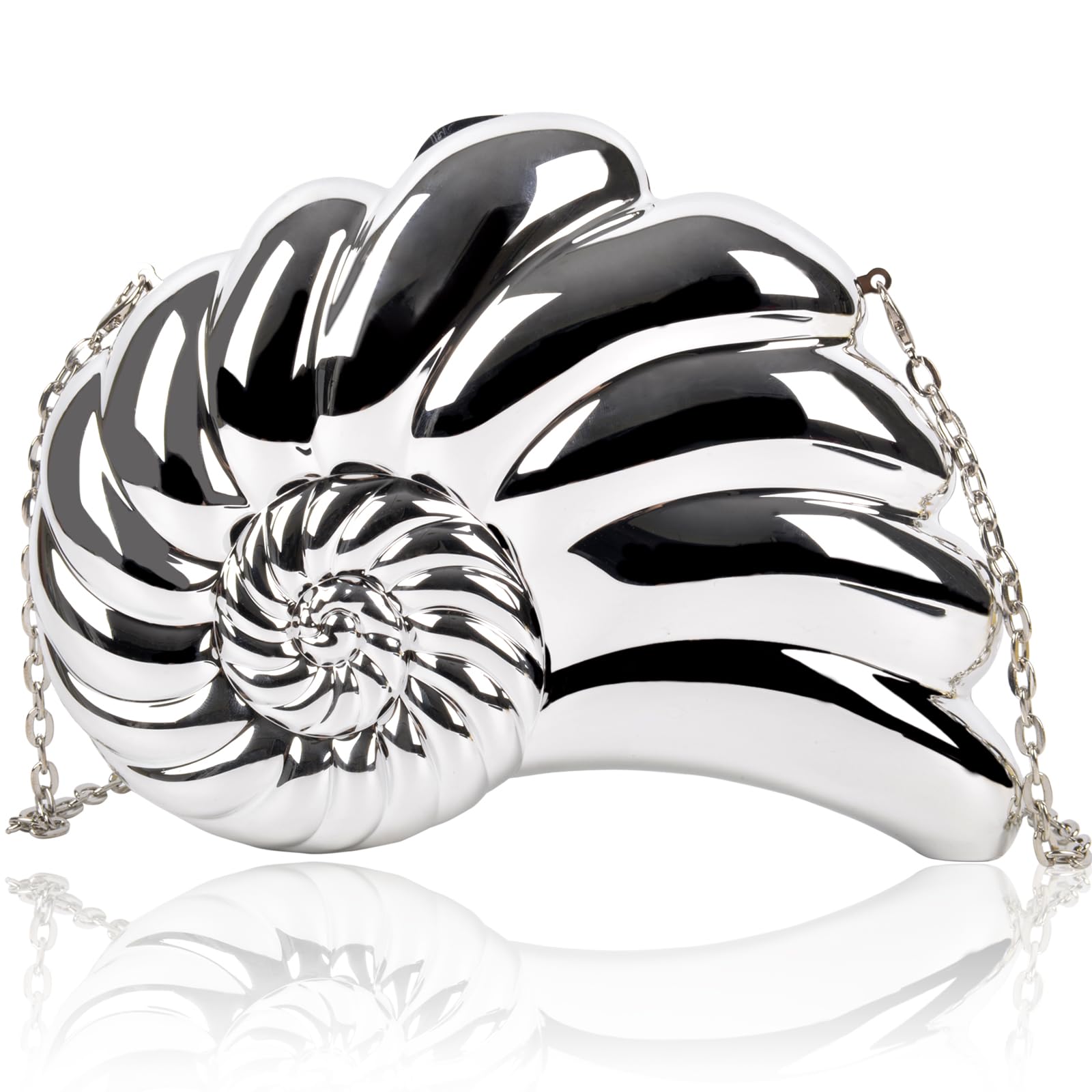 QZUnique Gold Silver Purse Clutch for Women - Acrylic Evening Bag with Detachable Chain, Formal Wedding Party Dressy Handbag