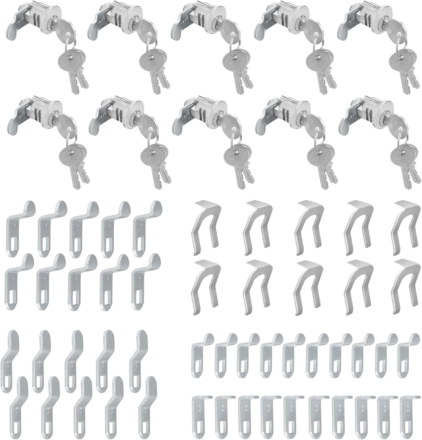 S4140 Mailbox Lock Replacement for Multipurpose Mailbox Several Brands - 90° Counter-Clockwise Rotation, ILCO 1003M Keyway, 3 Keys, 5 Cam, Nickel Finish (10 pcs)