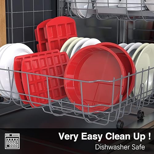 Miniatura 5 de SILIVO Moldes de silicona antiadherentes redondos de 9.5 pulgadas, paquete de 2 para tartas de capa, queso y chocolate