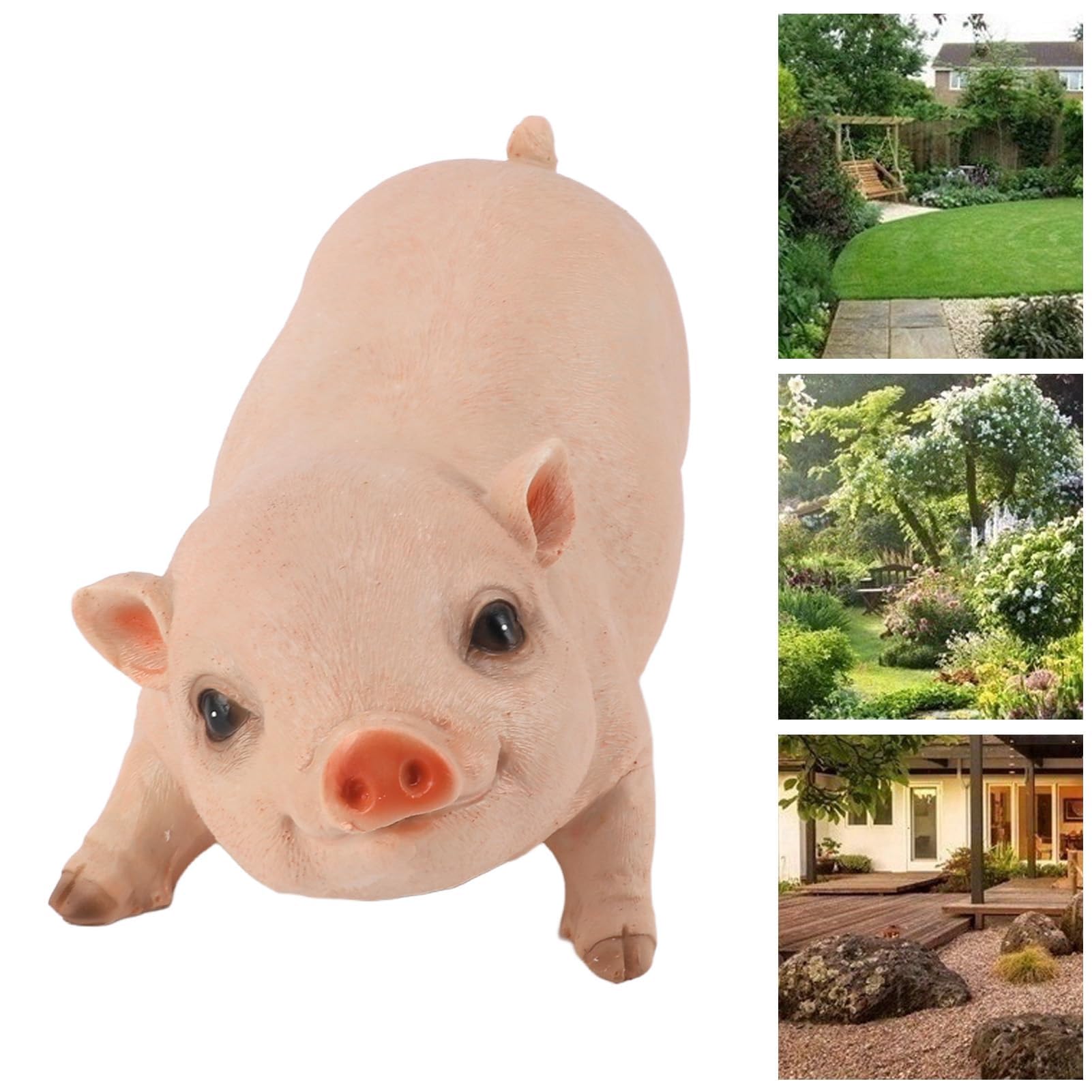 Statua da Giardino in Resina, 26 Cm/10,24 Pollici Statua di Gnomi da Giardino con Animali, Maiale Carino, Divertente Scultura All'aperto, Statuetta in Resina di Maiale Carino Per Decorazioni(rosa)