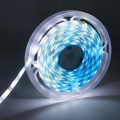 Miniatura 9 de iNextStation Tira de luz LED de 12 V, IP65, impermeable, color blanco cálido, tira de luces LED de 16.4 pies16.4 ft cortables 300 SMD 2835, cinta
