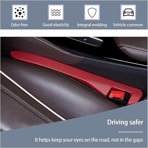 Miniatura 4 de 2 piezas de relleno de espacio para asiento de automóvil, tapón de cuero para llenar el espacio entre el asiento y la consola, bloqueador universal