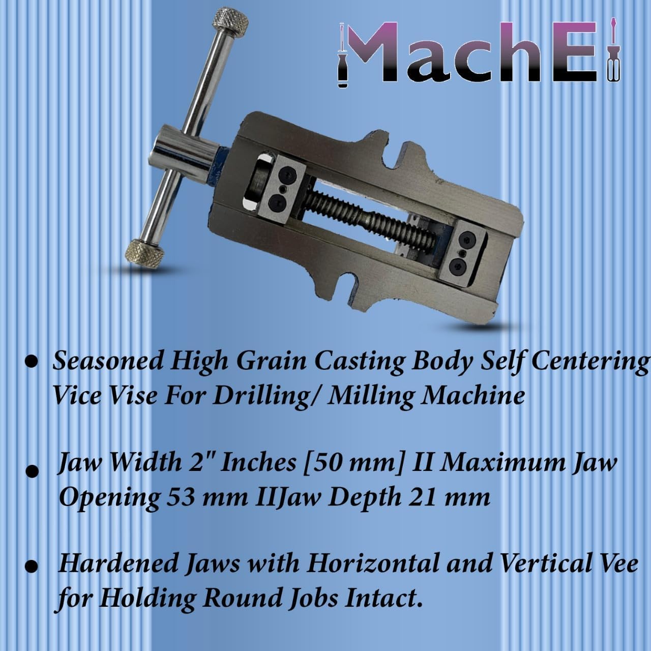 MachEl Quality Self-Centering Vice Vise - Engineering Tools - Fixed Base - Rigid & Tough Quality (Jaw Width 50mm)