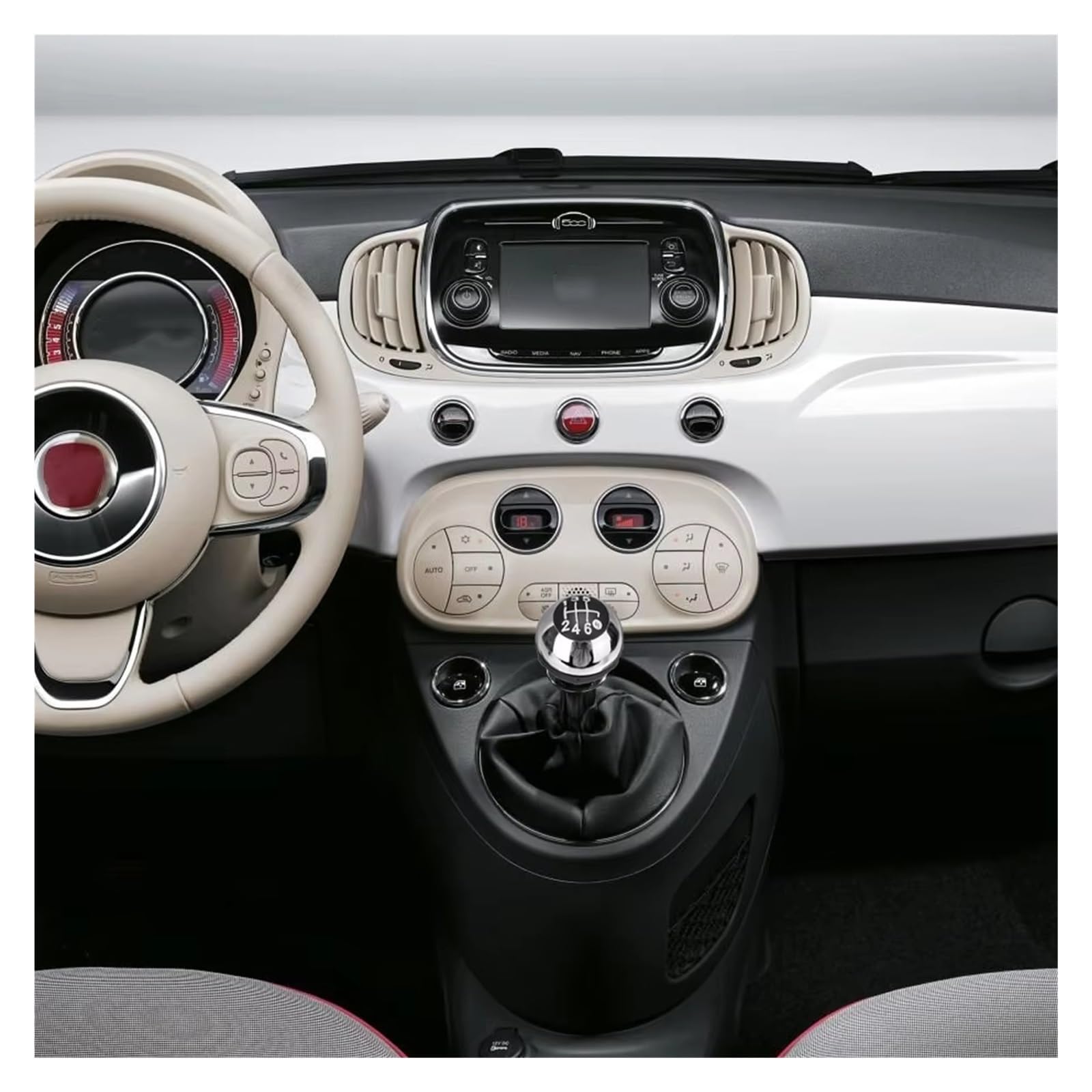 Pomello Cambio 6 Marce Per Fiat 500 2012-2018 | Ricambio Originale 5534404 In Metallo E Plastica Resistente