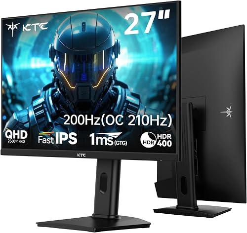 KTC Gaming Monitor 27 Zoll, QHD 2560×1440, 200Hz (OC 210Hz), Fast IPS, 1ms GTG, Adaptive…