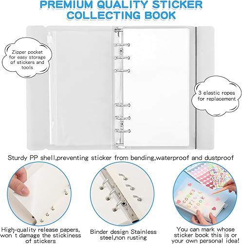 Miniatura 6 de Libro de calcomanías reutilizables de 100 hojas, libro de recolección de calcomanías con bolsillo, álbum de calcomanías reutilizable, álbum de