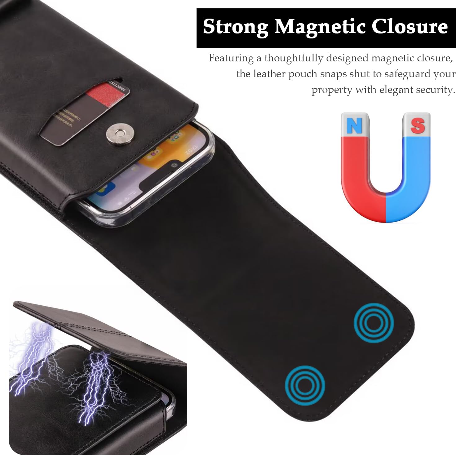 Etui kabura na telefon komórkowy ze skórzanym paskiem kompatybilne z Samsung Galaxy S25/S24/S23/S22/S21/S20 Ultra, uchwyt na pasek do telefonu komórkowego z klipsem i przegródkami na karty dla