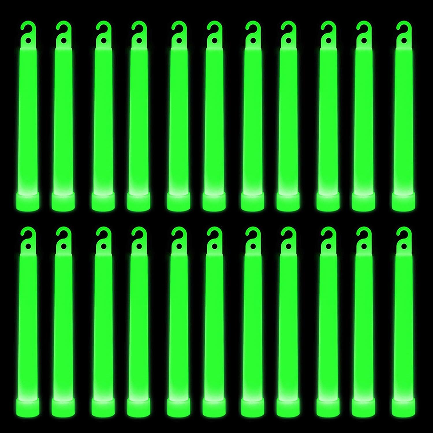 Trimming Shop 6 inch Glow Sticks Lanyard Premium Ultra Bright Glow in the Dark Rod Mega Party Pack of 25 (Green) for New Year’s Eve