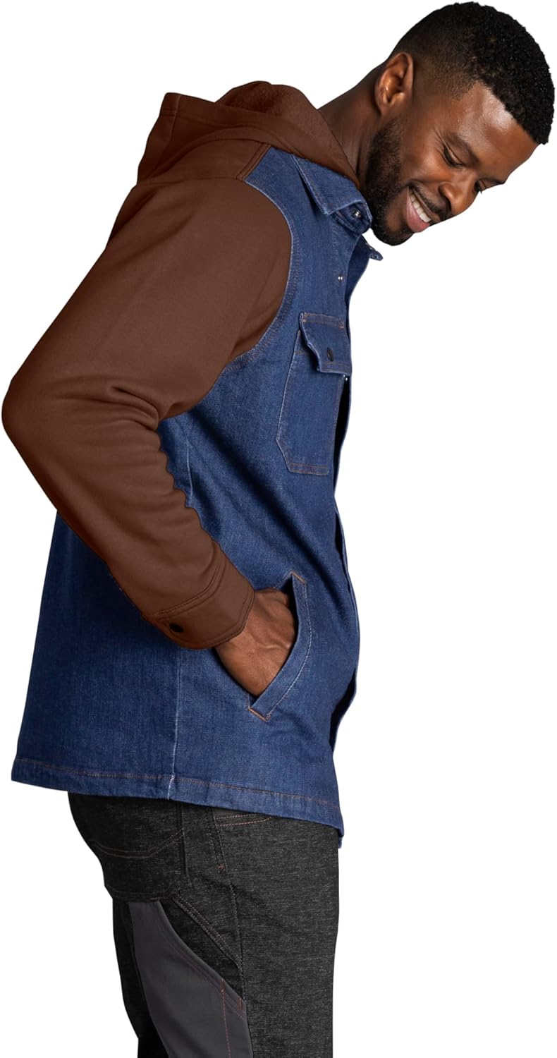 Red Kap mens Denim & Fleece Hooded Shirt Jacket - Image 3