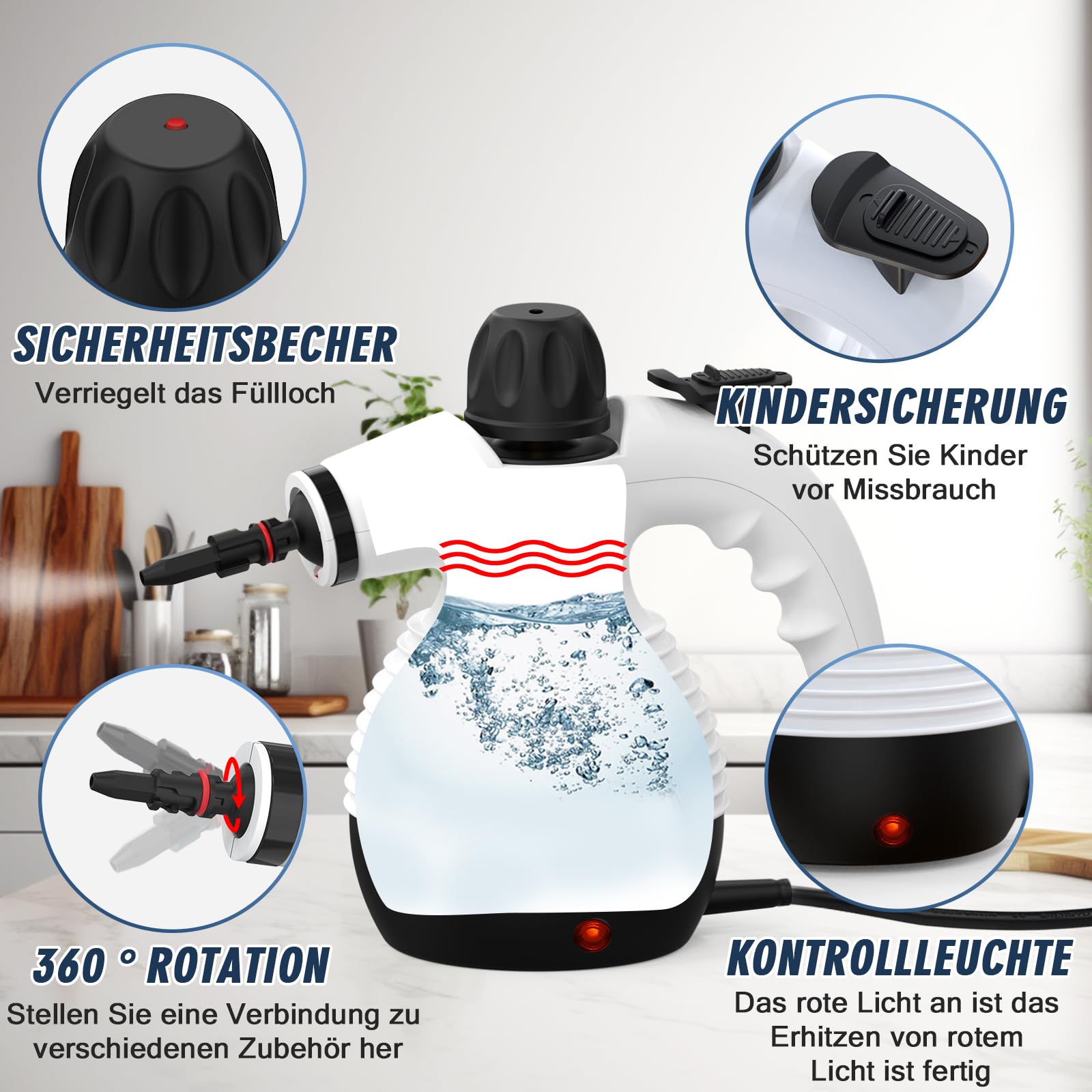 Pulitore A Vapore Portatile GLOIL - 10 Accessori Per Pulizie Senza Chimici - Foto 5