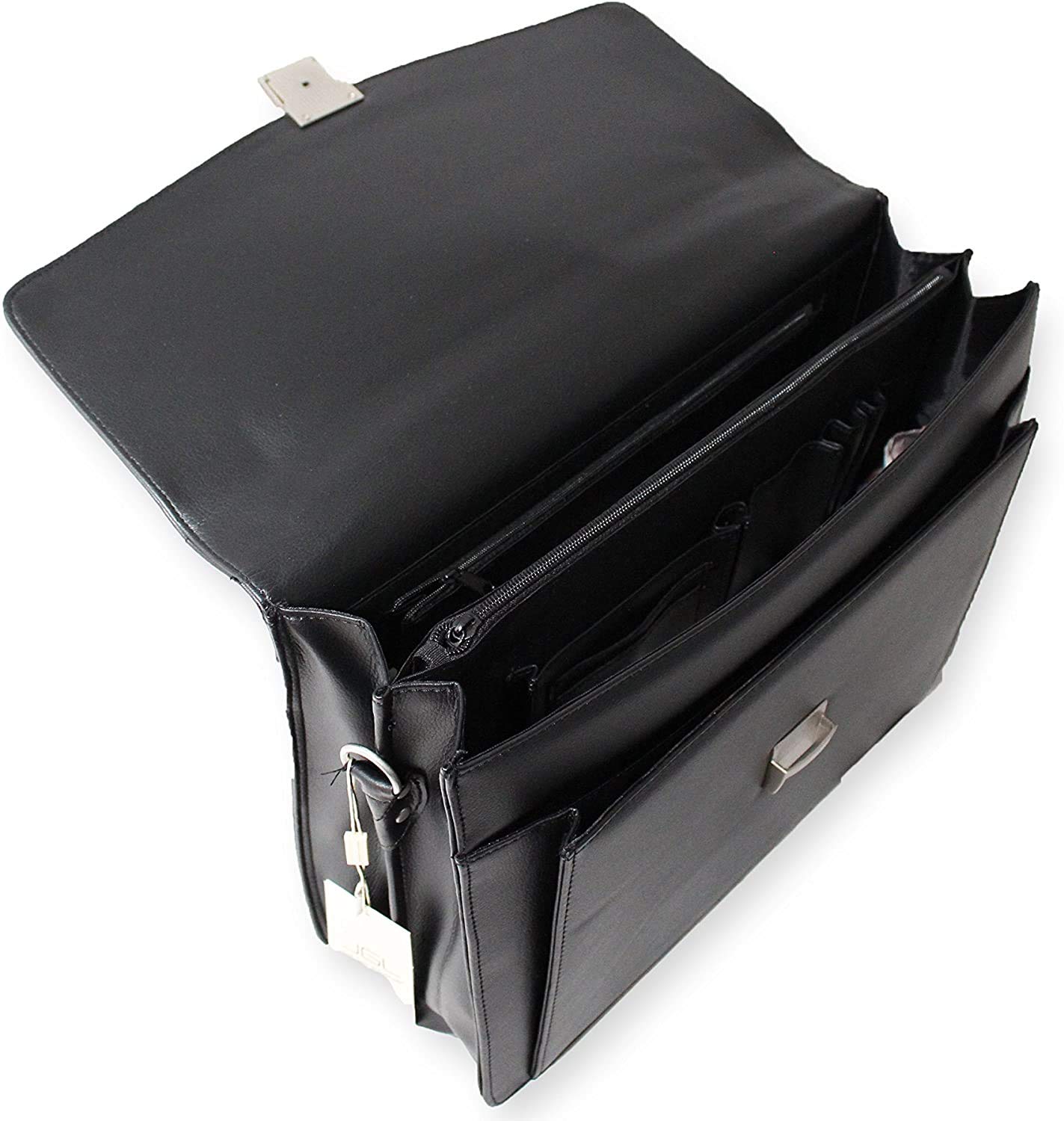 Sac Serviette en Cuir pour Hommes - Sac à Main, Messager, Ordinateur (Noir) ma33
