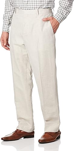 Vista 2 de Perry Ellis Portfolio Men's Essentials Linen Dress Pant, Modern Fit, Solid Twill, Lightweight (Waist Size 29 - 42)