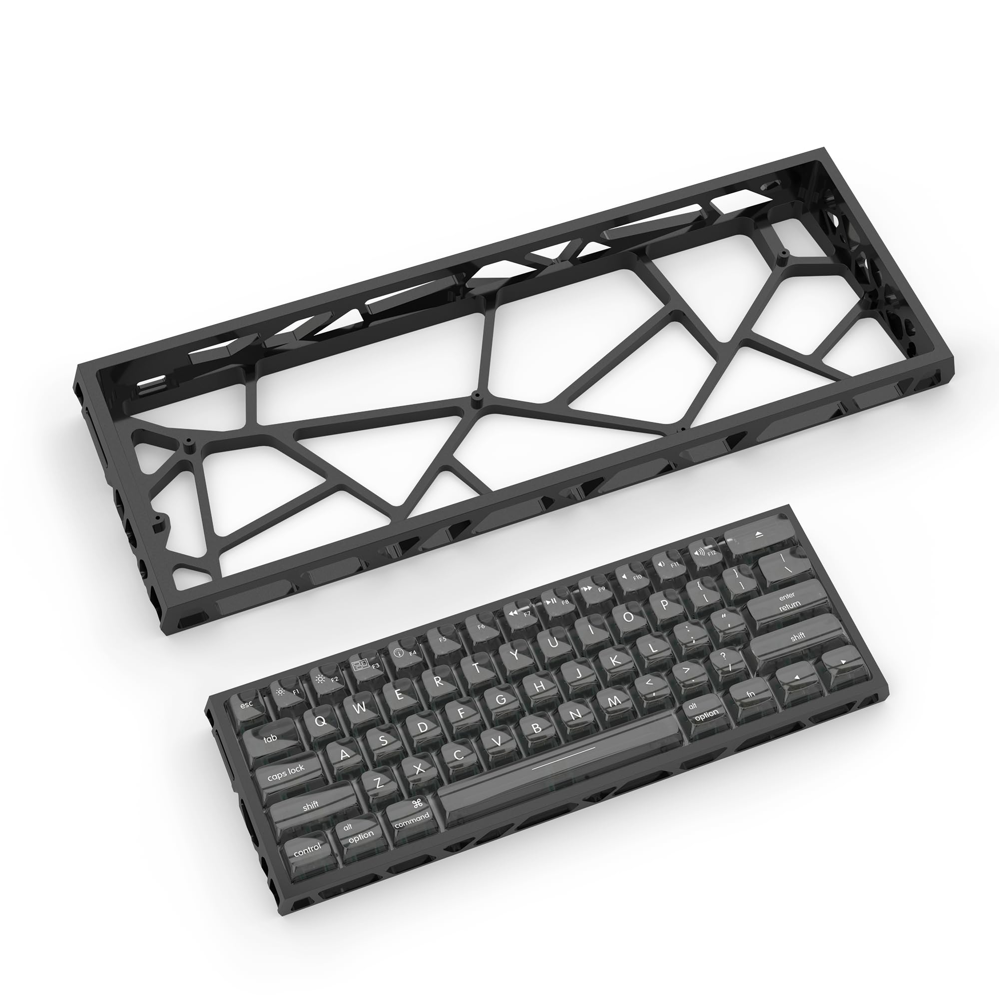クリスタル、スケルトンキーボードケース/60キー用 Amazon | kutethy KY60 中空アルミニウムキーボードケース、60