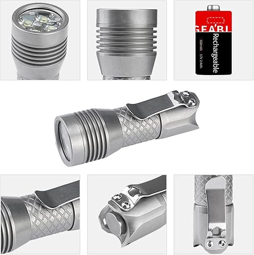 Miniatura 3 de MecArmy Linterna ultra brillante de acero inoxidable PS16, 2000 lúmenes con 4 LED CREE XP-G2, linterna compacta de mano recargable por USB, para