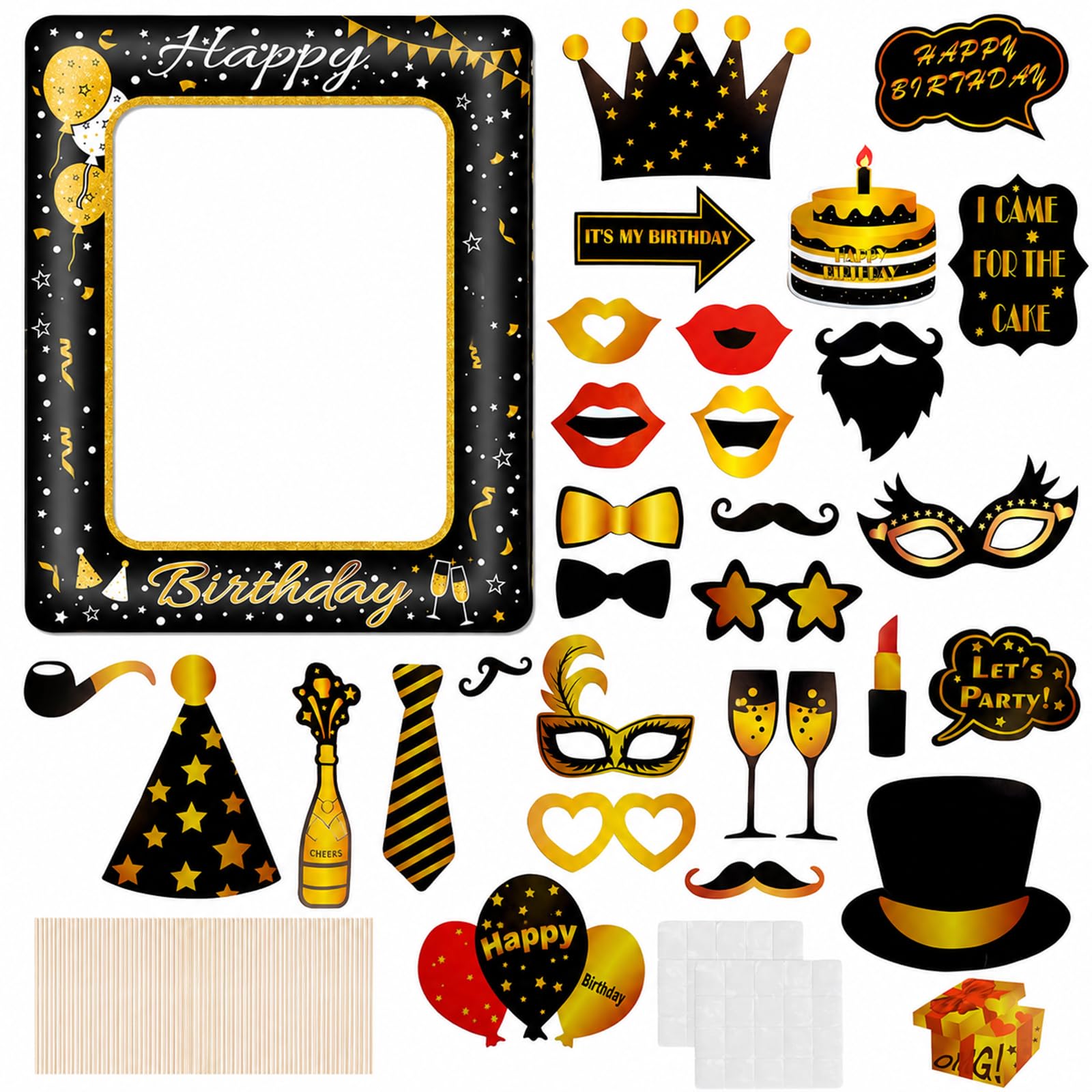 31 PCS 18th Birthday Photo Booth Props, Vintage Birthday Inflatable Frame