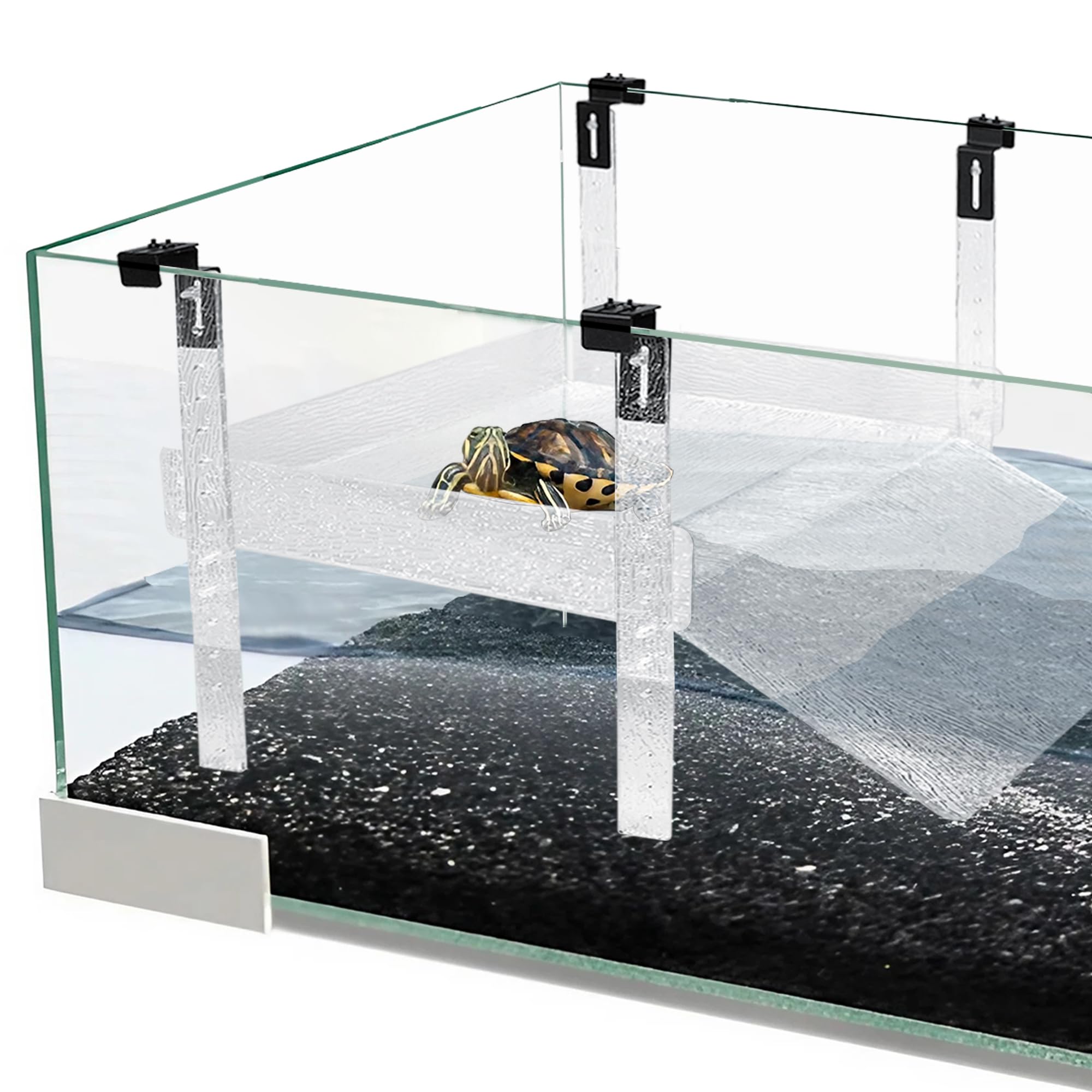 KORETECH Hanging Turtle Basking Platform 18.5" L x 12" W, Non-Slip Turtle Dock Aquatic Reptile Ramp Dock for Aquatic Turtles, Fitting 16'' to 18.5'' Width Tank