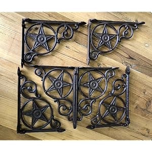 6 Cast Iron Style Star Brackets Garden Braces Shelf Corbels Rustic Primitive ABANGDA Store